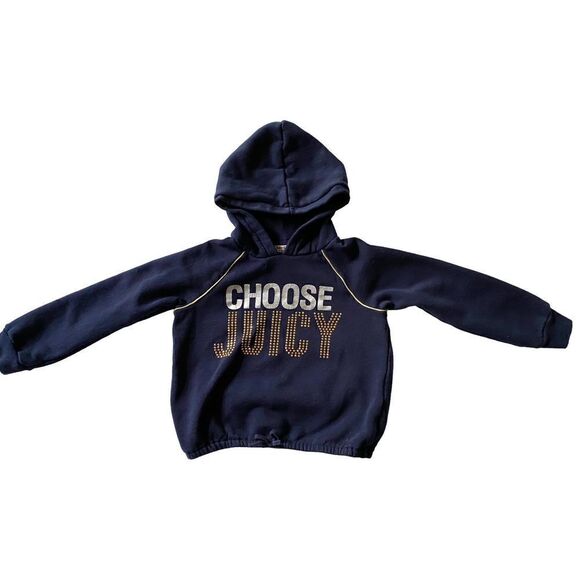 “Choose Juicy” Navy Hoodie with gold piping, Sz:7 - Picture 1 of 6